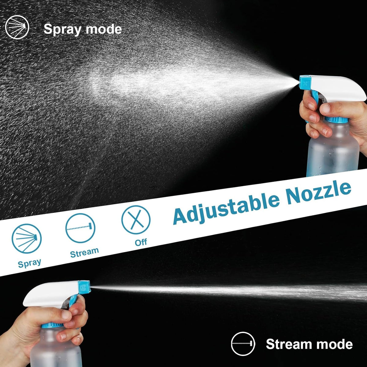 Spray Bottles 16.9oz/500ml Plastic Spray Bottle for Hair Mist/Stream Empty Spray Bottle Heavy Duty Refillable Containers for Cleaning Solutions, Plants Gradient 2 Pack (Blue)