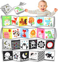 OKOOKO Black and White High Contrast Soft Baby Books 2PCS Washable Tummy Time Toy Crib Stroller Toy Montessori Sensory Toy Early Education for Newborn Baby Infant 0-6 6-12 Months