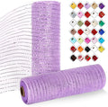 2 Rolls Mesh Ribbon for Wreaths 10 Inch x 30 Foot Wreath Mesh Rolls with Metallic Foil for Easter Christmas Party Wedding Home Decor DIY Craft Projects and Gift Wrapping (Light Purple)