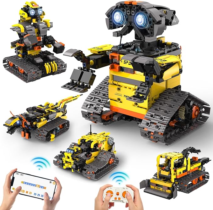 5 in1 Stem Robot Building Kit for Kids Ages 8-13, 688 PCS Remote & App Controlled Dinosaur Car Building Toys for Kids Science Learning, Birthday Gifts for 8 9 10 11 12+ Years Old Boys Girls