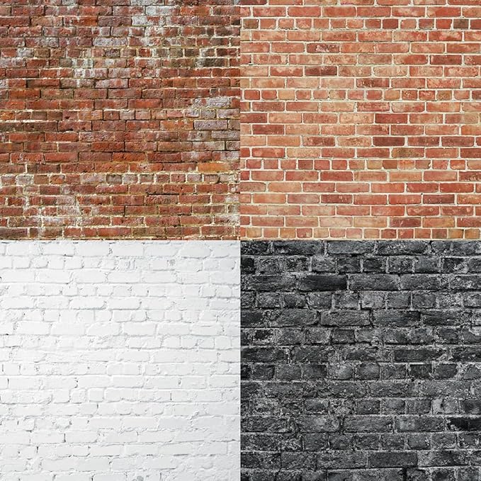 6x6 Brick Wall Texture Scrapbook Paper Pad | 24 Sheets (12 Designs) 160gsm Cardstock | Realistic Red, Whitewashed & Gray Brick Patterns for Dioramas, Dollhouses, Junk Journals & Crafts