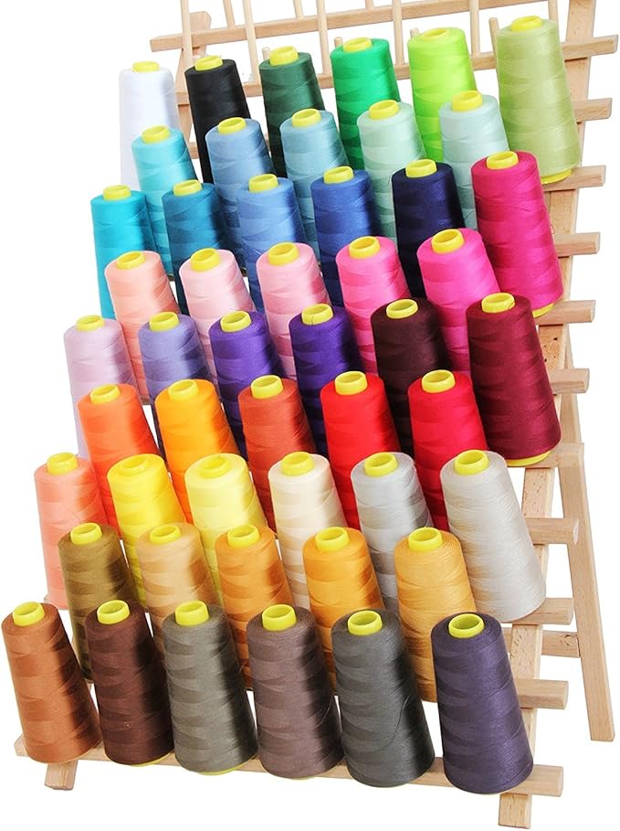 AK Trading 4-Pack Light TAN All Purpose Sewing Thread Cones (6000 Yards Each) of High Tensile Polyester Thread Spools for Sewing, Quilting, Serger Machines, Overlock, Merrow & Embroidery.