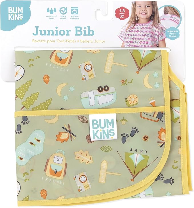 Bumkins Bibs - Toddler Bibs, Waterproof, Large for 1-3 Years, Short Sleeve