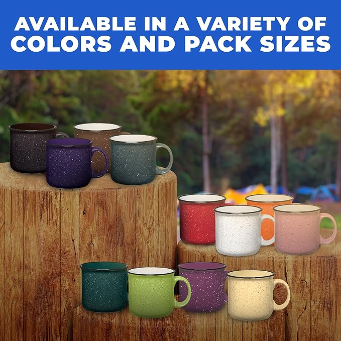 Set of 16 Ceramic Campfire Mugs – 15 Oz, Lime – Coffee & Tea Cups for Home, Work, Travel, Camping – Customizable, Great for DIY, Events, Companies
