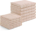 Homaxy Microfiber Kitchen Towels and Dishcloths Set, 12 Pack Soft and Absorbent Dish Hand Towels Bulk, 28 x 16 Inch & 12 x 12 Inch Quick Drying Rags for Washing Dishes, Beige