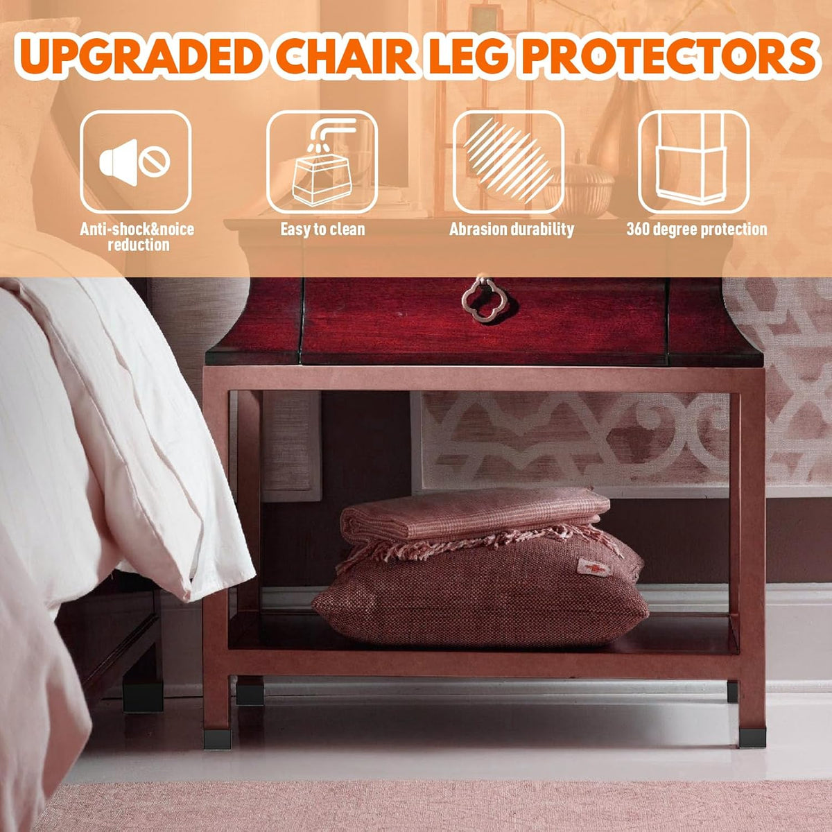 Rectangle Chair Leg Protectors for Hardwood Floors,16 PCS Silicone Covers to Protect Wood Tile Floors Felt Pads Furniture Leg Caps Reduce Noise. Easy to Move. (Black, 1.5 x3, Rectangular)