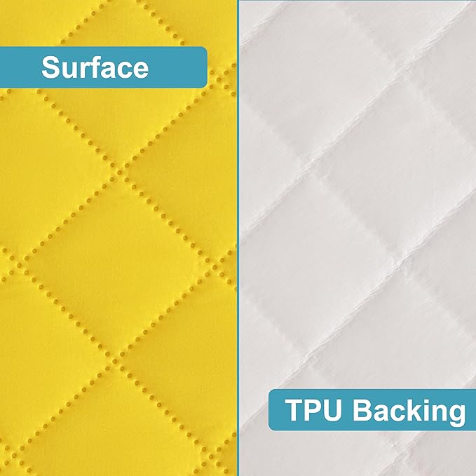 NTBAY 2 Pack Waterproof Mini Crib Mattress Protector, Quilted 24"x38" Fitted Mattress Cover - Machine Washable - Soft and Breathable Baby Mattress Pad Sheet for Mini Crib and Baby Playards, Yellow