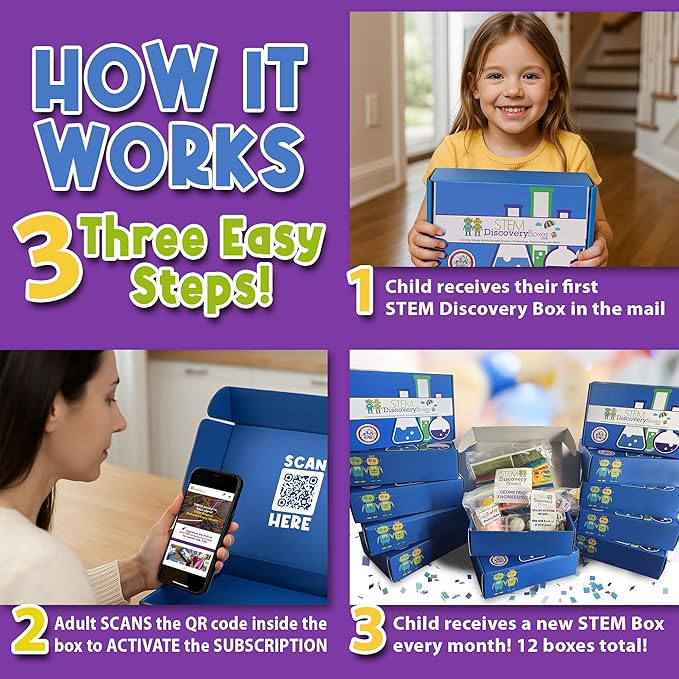 STEM Science Kit Subscription – 12 Monthly Boxes, 36 Total Hands-On Projects | Engineering & Building Toys for Kids Ages 7-12 | Educational Activities for Boys & Girls