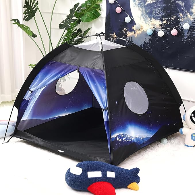 Kids Play Tent Lucky Castle Playhouse for Boys and Girls Easy Fun Dome Tent Camping Playground Pop Up Tent for Kids Indoor and Outdoor Imaginative Play Perfect Kid's Gift (World Stars)