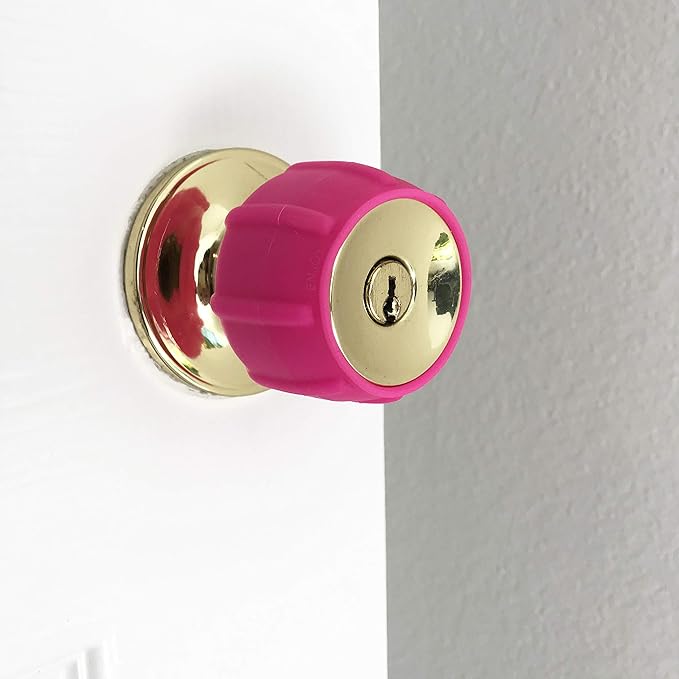 Enjoy Cover - 2 Pack Silicone Door knob Grips Maximum Grip Nonslip Arthritis & Senior Living Aids Grippy Easy Open Fits All Door Knob Universal Size Decorative (Hot Pink)