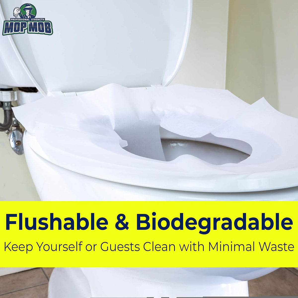 Biodegradable Half-Fold Toilet Seat Covers 500 Pk. Self-Flushing, Disposable Potty Papers Keep Toilets Clean and Family Healthy. Sanitary Paper Safety Covers for Commercial, Home, Travel and Kids Use