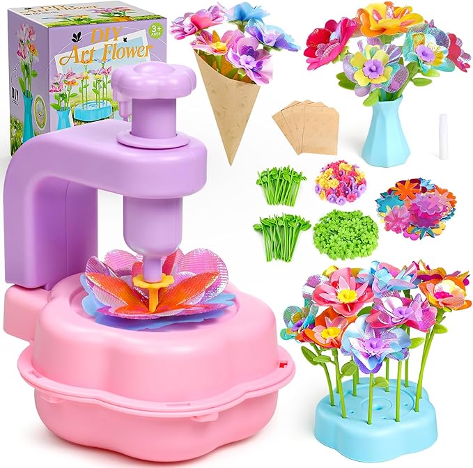 Scvcid Fabric Bouquet Toys Include Extra Accessories Set, Arts and Crafts for Kids Ages 3-12, DIY Flower Craft Kits for Toddler, Birthday Gifts for 3 4 5 6 7 8 9 10+ Year Old Girls