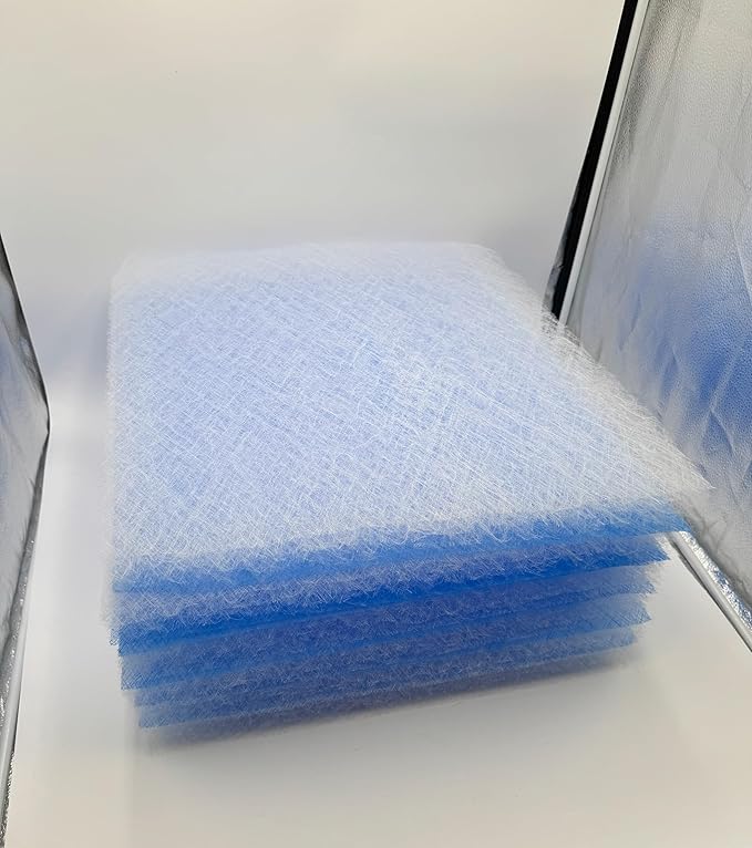 Paint Booth Exhaust Fiberglass Filter, Blue/White Paint Arrestor for Spray Booth (100/case, 25" x 20")