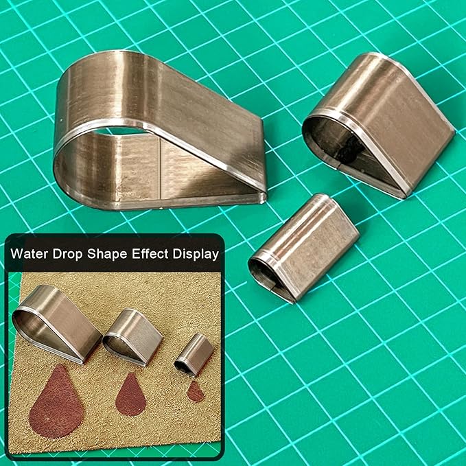 9 Pcs Leather Hole Cutter Tool Set, 3 Sizes Heart Star Water Drop Cutters Tools Kit High Carbon Steel Heart Die Cutters, Leather Hole Punch Cutting Dies Kit for DIY Leathercraft