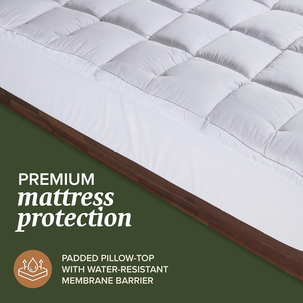Beckham Hotel Collection California King Size Mattress Pad (Extra Padded) & Protector Hybrid - Quilted Pillow Top Mattress Cover - Thick, Plush, Fitted Mattress Topper for Bed