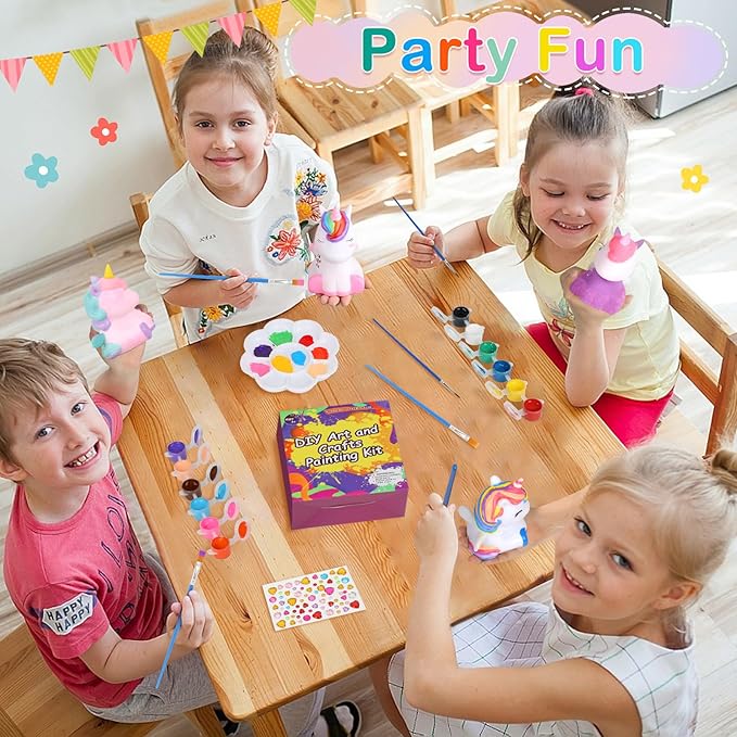 dededa 2Pcs Paint Your Own Unicorn Night Light Art Kit, Arts and Crafts for Kids Ages 4-8,Unicorn Toys Unicorns Gifts for Girls Ages 6-8 Painting Kit for Kids 4 5 6 7 8 9 10 11 12+
