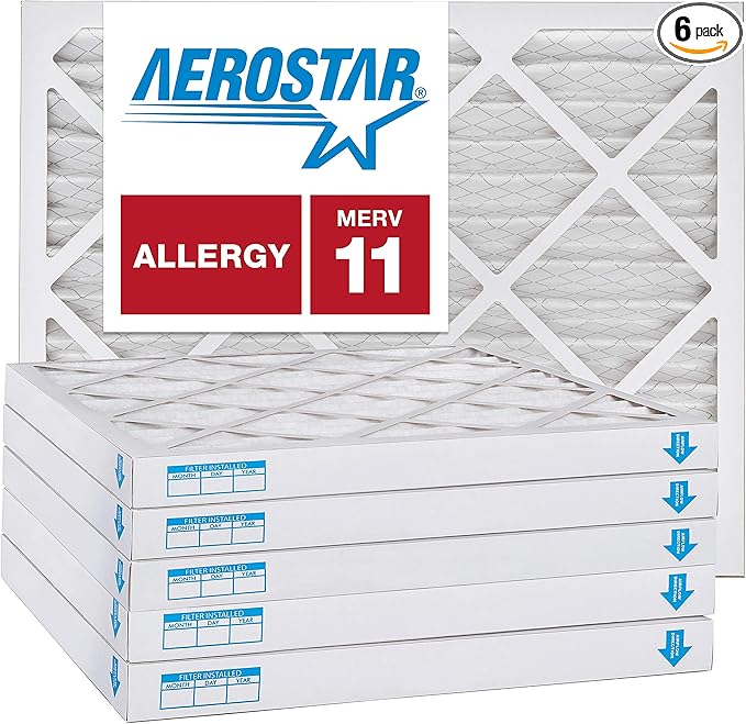 Aerostar 16x16x2 MERV 11, Pleated Air Filter, 16x16x2, Box of 6, Made in the USA