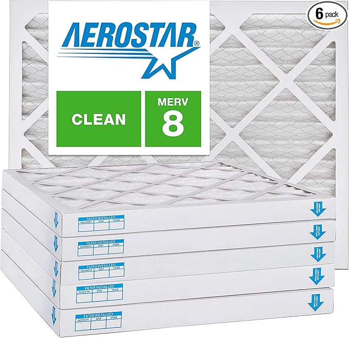 Aerostar 18x20x2 MERV 8, Pleated Air Filter, 18x20x2, Box of 6, Made in the USA