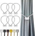 Hion Magnetic Curtain Tiebacks White 6 Pack, Curtain Tiebacks Buckles Holdbacks Holders Hooks Clip for Home Bedroom Office Decorative Thick or Thin Curtain