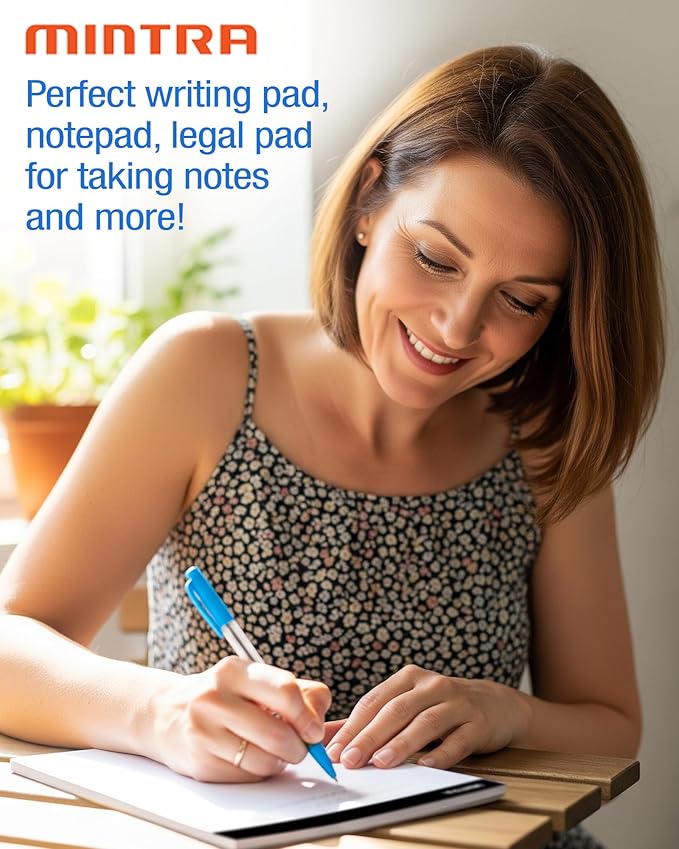 Mintra Office Legal Writing Pads – White Narrow Ruled Paper for Writing & Note-Taking – Ideal Notepads for Business, College, School & Office Use – 8.5" x 11" (6 Pack)