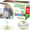Commode Absorbent Pads for Bedside Commode Liners - 100 Pads for Portable Toilet Bags- No More Days Doing The Dirty Work - For Bedside Toilet Liners, Potty Bags for Portable Toilet, Potty Chair Liners