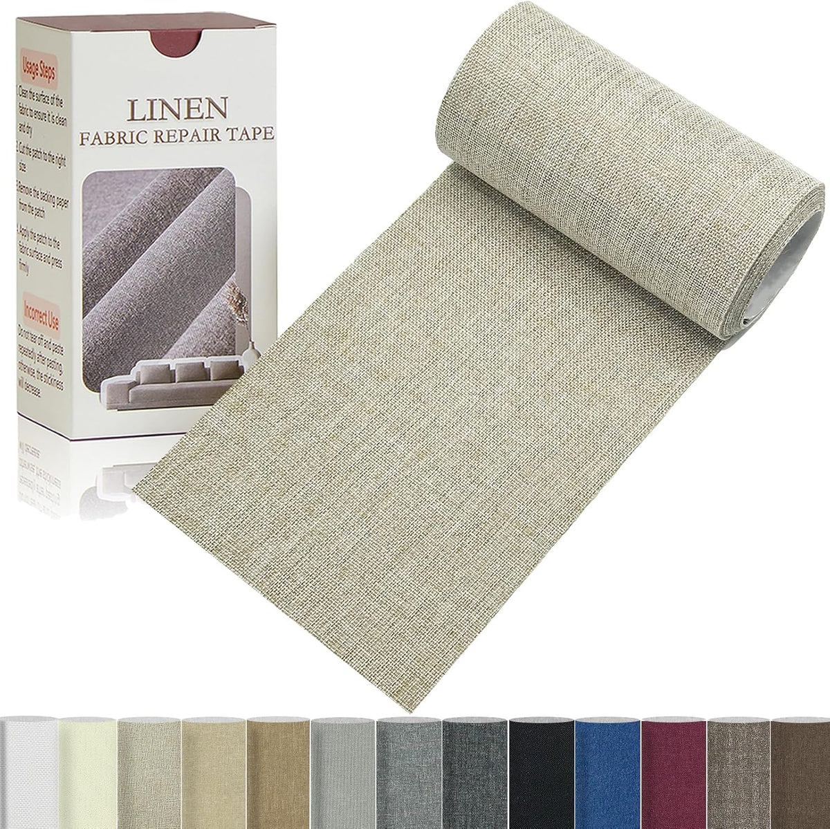Linen Repair Tape 4x70 Inch Self-Adhesive Couch Patch Repair Fabric Patch for Furniture,Sofas,Cushion,Chairs,Bags,Linen Goods(Oatmeal)
