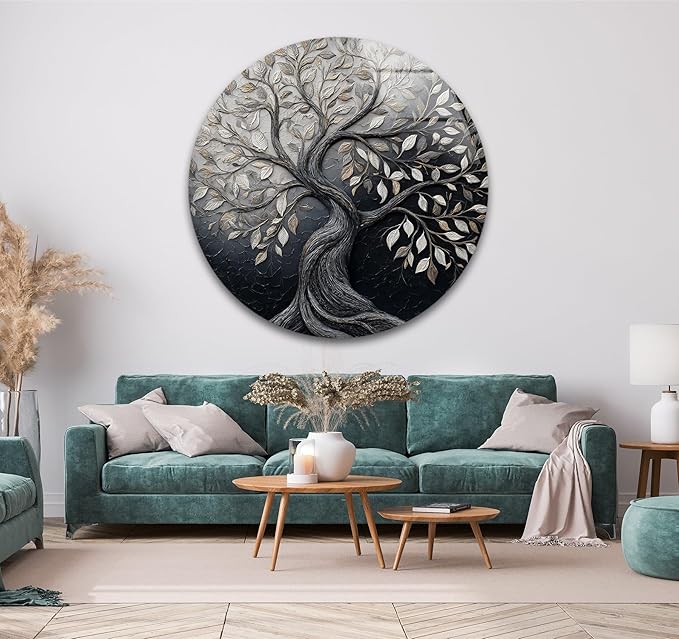 My Photostation.com 10''(25cm) Diameter Twilight Tree of Life Round Glass Wall Art Tempered Glass Printing Wall Decor Large Wall Art Wall Hangings