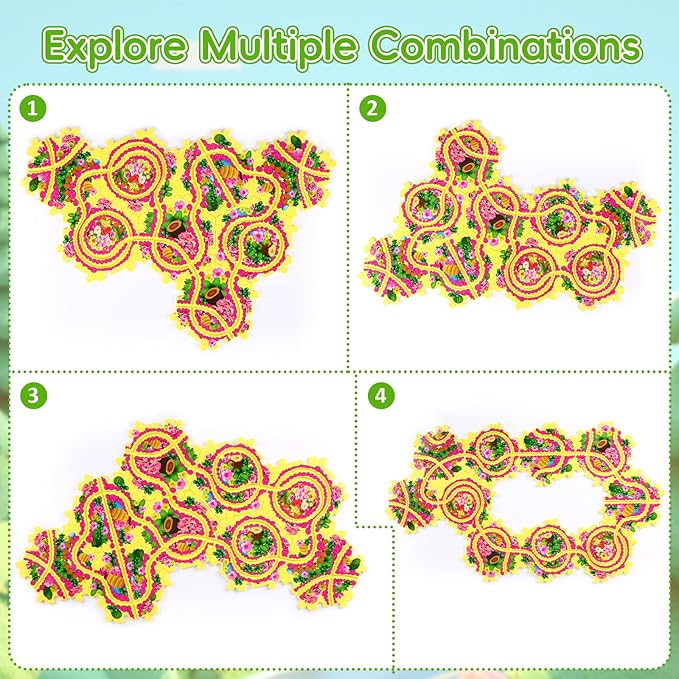 10Pcs Puzzle Track Car Play Set for Toddlers, Puzzle Racer Kids Car Track Set, Race Tracks for Kids Ages 4-8, Educational Puzzle Car Toys for 3 4 5 Year Old Boys (Bee)