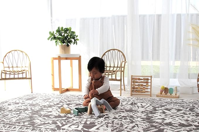 Cushmat Stylish Reversible Foam Play Mat (Large, Explorer - Ash Rose) - Soft, Waterproof, Durable Play mat for Infants, Babies, Toddler, Kids & Grownup - 6.5ft x 4.5ft