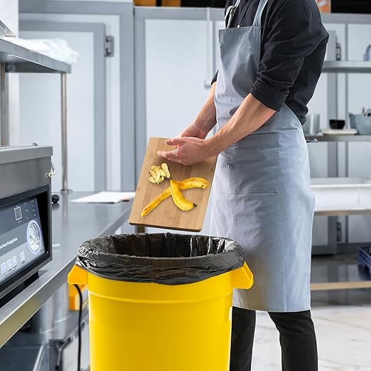 20 Gallon Trash Can With Lid Round Ingredient Storage Containers Recycling Bin Kitchen Garbage Can Office Garbage Can Trash Barrel Plastic Barrel Yard Waste Bin Outdoor Trashcan (10, Yellow)