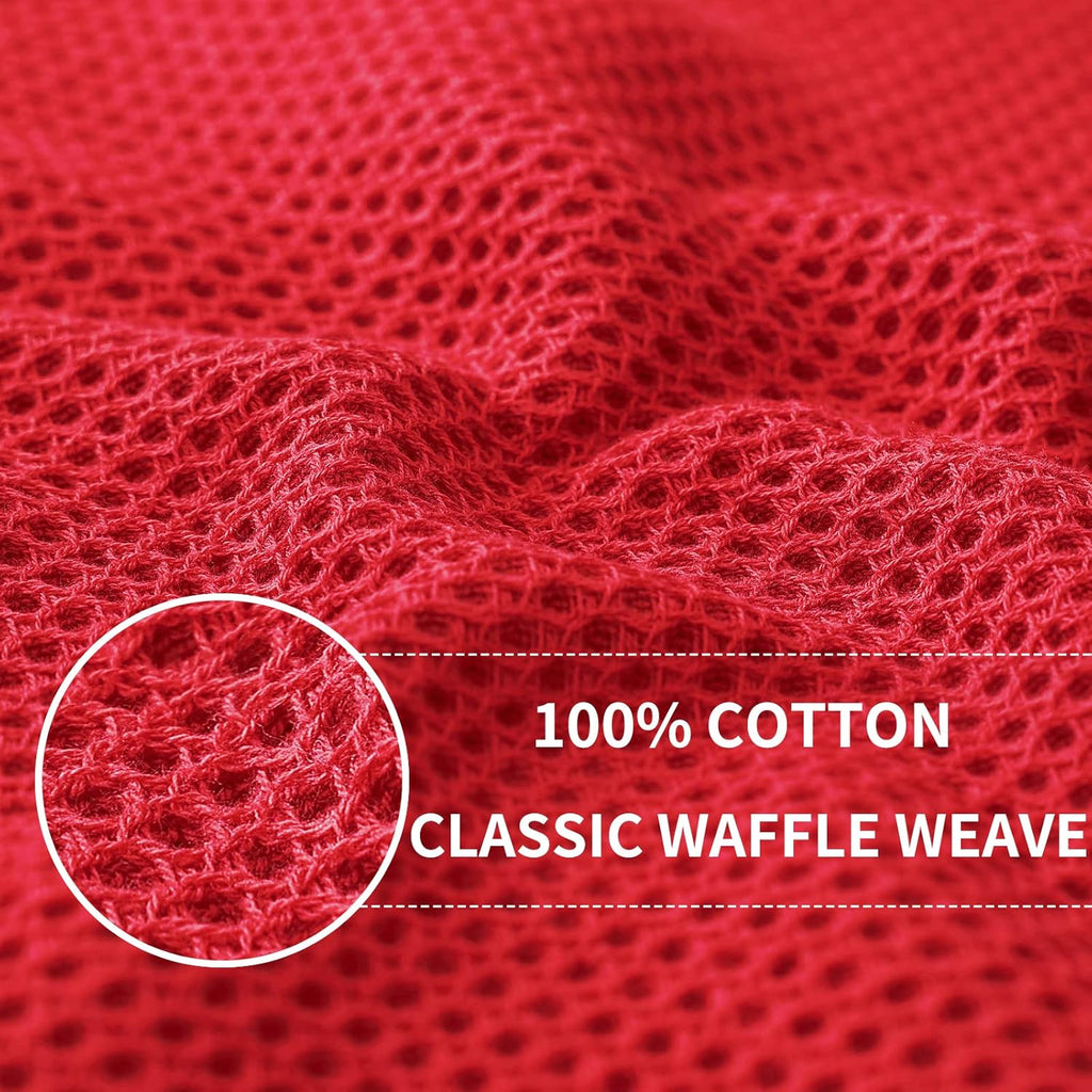 Homaxy 100% Cotton Waffle Weave Kitchen Dish Cloths, Ultra Soft Absorbent Quick Drying Dish Towels, 12 x 12 Inches, 6-Pack, Red