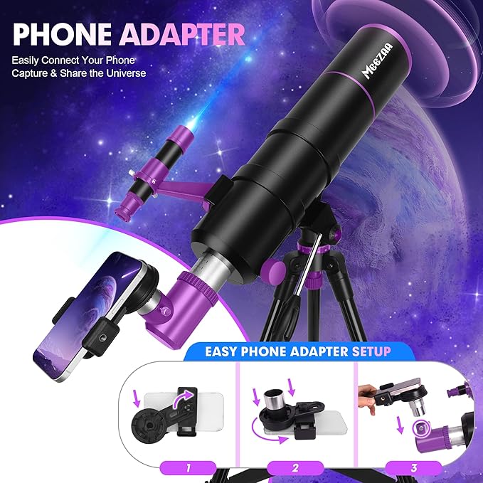 Telescope, Telescope for Adults High Powered, 90mm Aperture 550mm Portable Professional Refractor Telescopes for Kids & Astronomy Beginners with Tripod, Phone Adapter, Carry Bag & Moon Filter