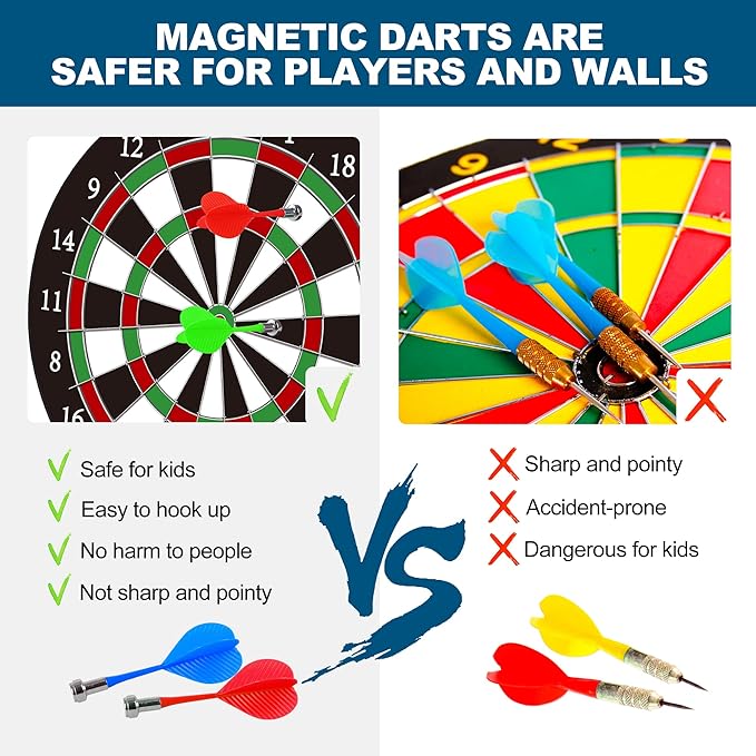 Magnetic Dart Board - 12pcs Magnetic Darts - Excellent Indoor Game and Party Games - Gifts for 5 6 7 8 9 10 11 12 Year Old Boy Kids