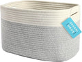 OrganiHaus Woven Basket for Storage, Baby Room Furniture, Decorative Towel Baskets for Bathroom, Cotton Rope Basket for Storage, Woven Baskets for Organizing, Rectangular Storage Basket, Grey
