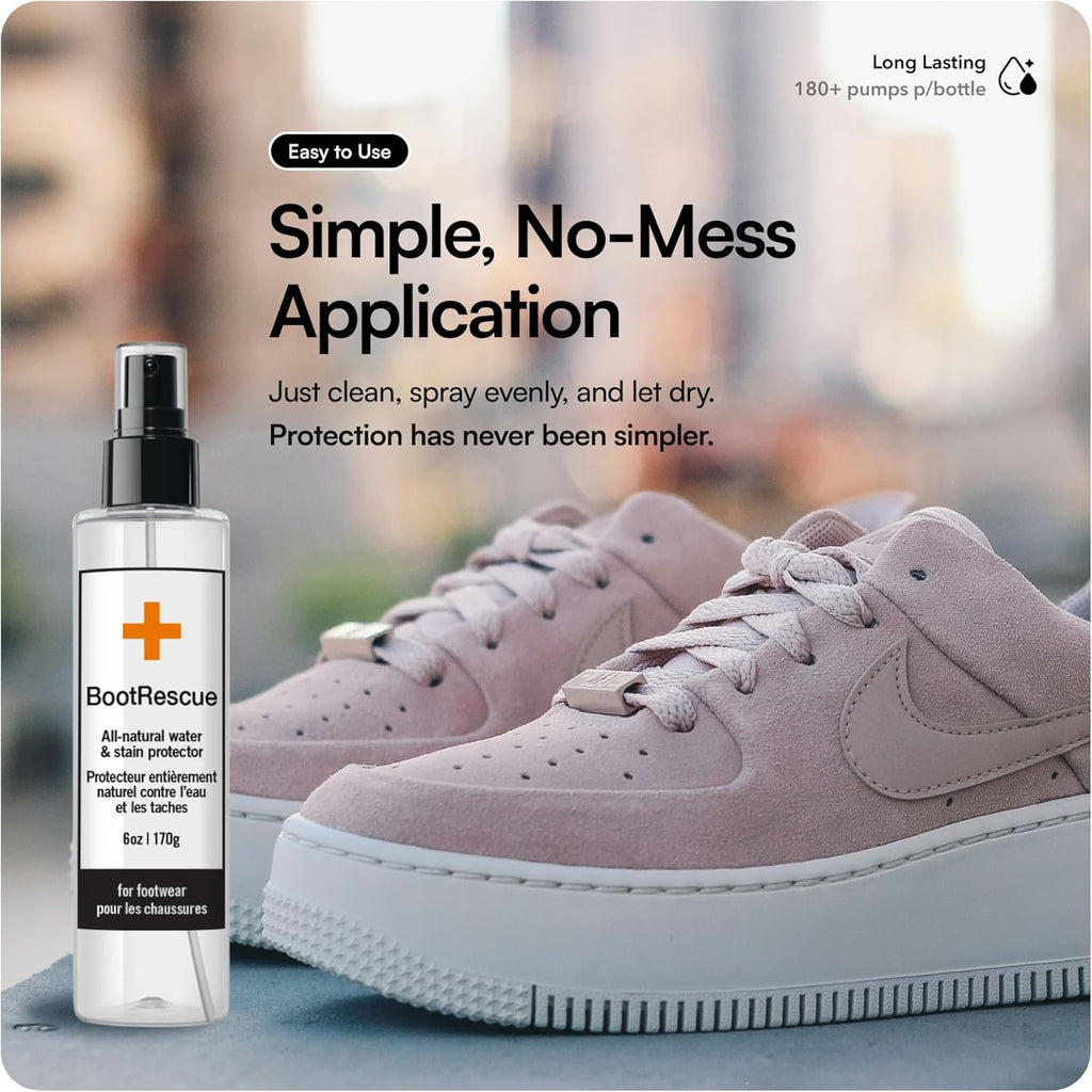 Boot Rescue All-Natural Protector Spray | Premium Waterproof + Stainproof Spray for Leather, Suede & Fabric | Protect Boots, Shoes & Bags | 6oz/170mL