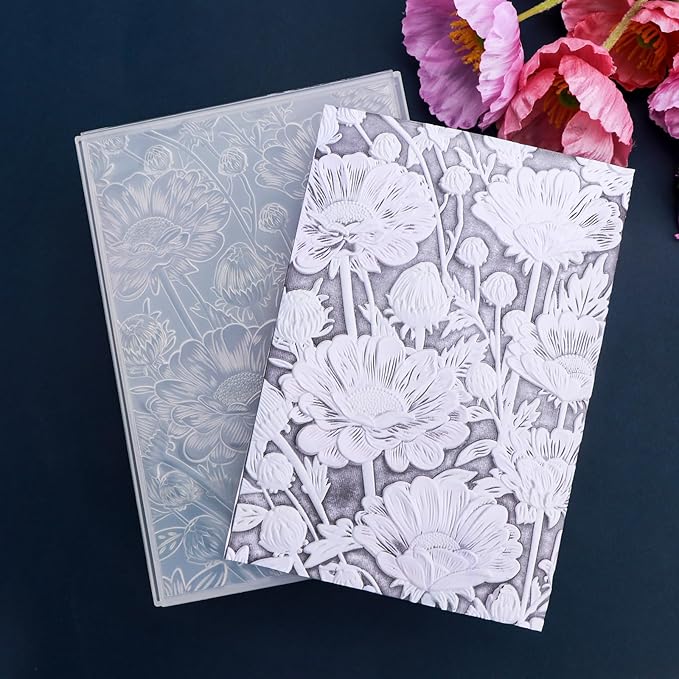 BAOFALI 3D Embossing Folder for Card Making Blossom Bloom Floral Textures Impressions Background Plastic Embossing Folders Template for DIY Scrapbooking and Other Paper Crafts Arts Supplies