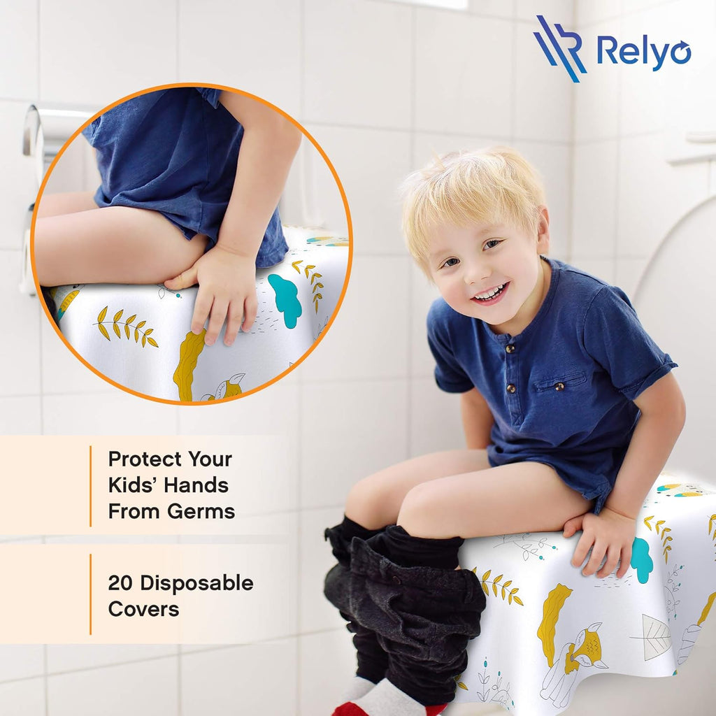 Toilet Seat Covers Disposable - 20 Pack - Waterproof, Ideal for Kids and Adults – Extra Large, Individually Wrapped for Travel, Toddlers Potty Training Public Restrooms (Owls, 20)