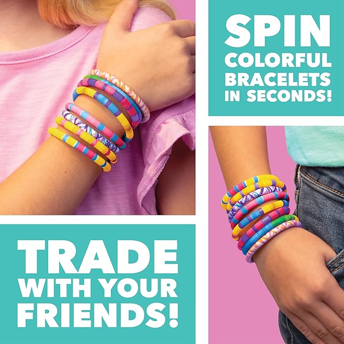 Loopdedoo Colorspin Electric Friendship Bracelet Maker Kit - Make Bracelets in Minutes for Birthdays and Friendship Gifts - Make 15 Bracelets, Design, Markers Included, Ages 6+