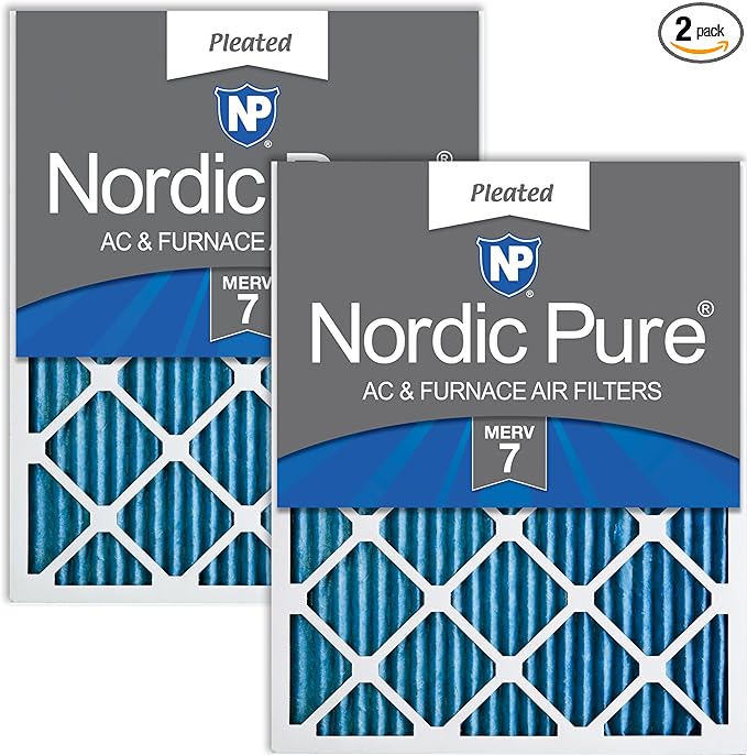Nordic Pure 18x18x1 (Actual Size: 17 3/4 x 17 3/4 x 3/4) Pleated MERV 7 Air Filters 2 Pack