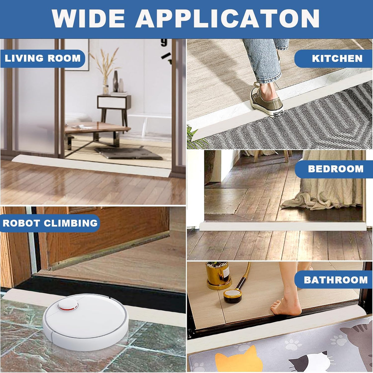 Vinyl Door Threshold Flooring Transition Strip Self Adhesive Carpet Edging Strip for Laminate Doorway Edge Threshold from 1/5" to 2/5" (Beige Wood Grain, 6.6 Ft)