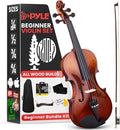 Pyle 1/4 Size Beginner Violin Starter Kit, Violin Starter Package with Travel Case & Bow, Extra Strings, Digital Tuner, Shoulder Rest & Cleaning Cloth for Students, Kids, Adults