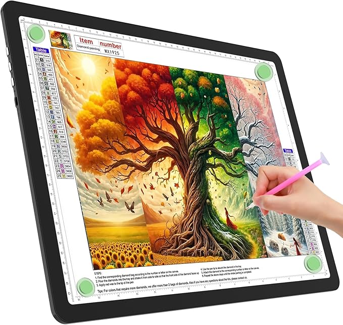 TOHETO A3 Light Board for Diamond Painting, Super Bright Magnetic Light Pad with Side Buttons, Lightbox for Tracing and Drawing, Corded Light Table for Sketching, Animation, Weeding Vinyl (Black)