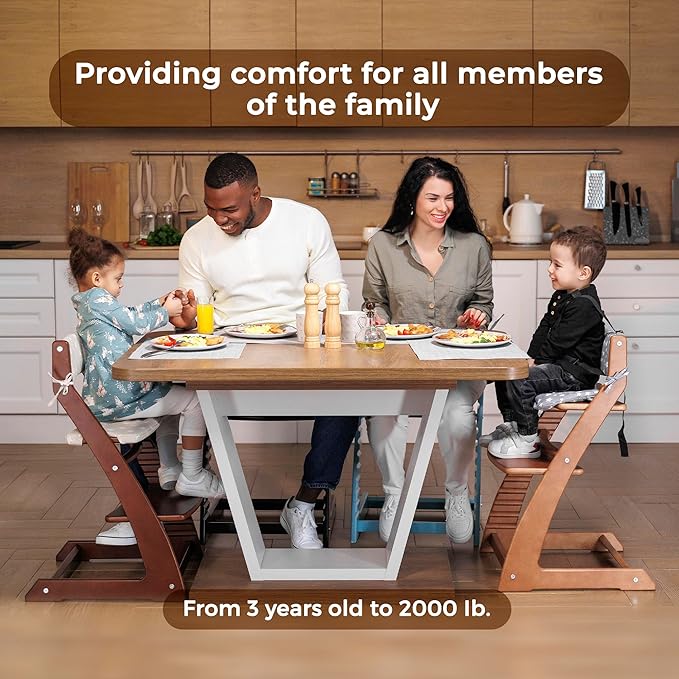 FORNEL Modern Black Wooden High Chair | The Adjustable Grow-with-Me Chair, A Sleek Alternative to Stokke | Perfect for Minimalist & Industrial Kitchens