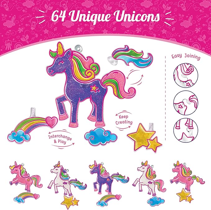 Imagimake Window Art Princess & Unicorn | Suncatcher Kit | Unicorn Toys for Girls Age 5-8 | Craft Kits for Ages 8-12 | Gifts for 5 Year Old Girls | Princess Toys
