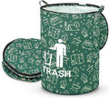 1 Pack Collapsible Trash Can Camping with Zippered Lid Foldable Storage Bin Portable Garbage Can for Outdoor Camping RV's Yard Waste (Trash Style)