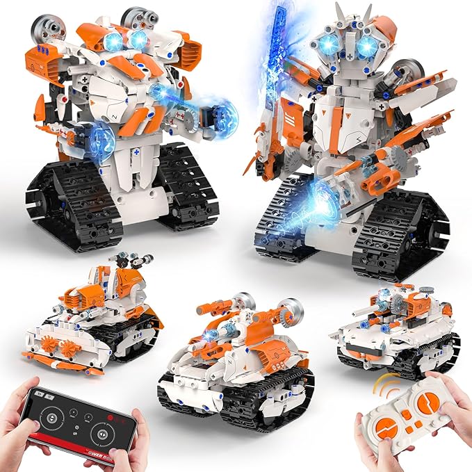 5in1 STEM Robot Building Toys for Kids, Remote & APP Controlled Robot Car Tank STEM Building Kit for Kids Science Learning, 689 Pcs DIY Building Blocks Set Gifts for Age 6 7 8 9 10 11 12+ Boys & Girls