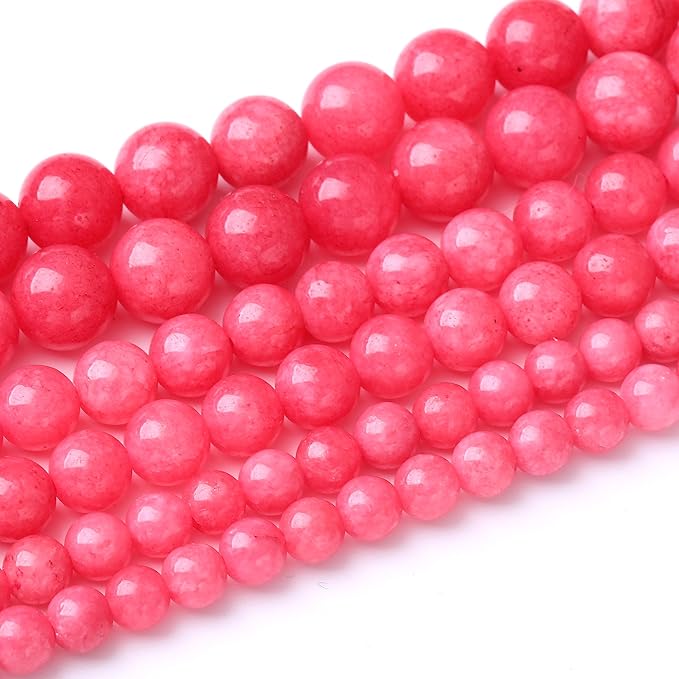 90PCS 4MM Red Rhodonite Jade Natural Gemstone Round Stone Beads for Jewelry Making DIY Energy Stone Healing Power Bracelet 15"