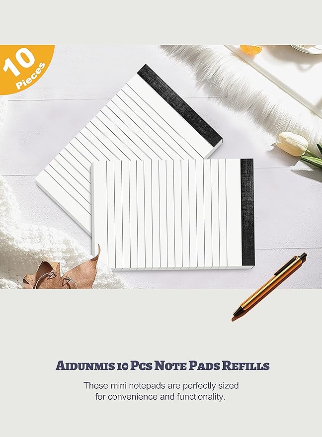 10 Pack Notepad Small Lined Writing Notepads 4 x 6 Inch Memo Pads Refills Paper Tear off Note Pads 4 x 6” Scratch Pads Server Writing Pad Small Notebook with 30 sheets in Each Pad for School Office