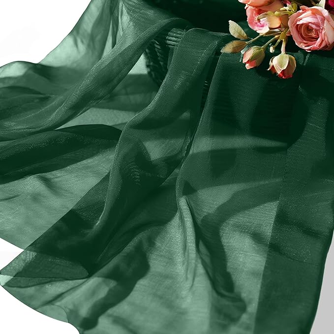Organza Fabric by The Yard, 60 Inch Wide 3 Yards (9 ft) Long Sheer Fabric for DIY Sewing Projects Wedding Decorations Party Backdrops Curtains (Hunter Green)