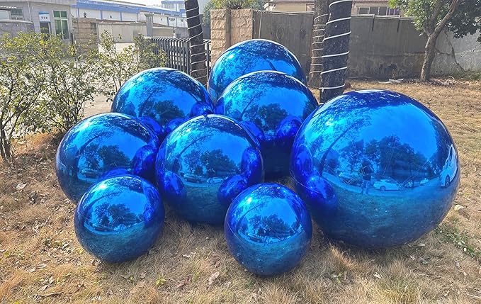 Big Shiny Balls Giant Inflatable Mirror Balls for Events & Decor - Party, Advertising, Shows, Stage Decoration - Hanging & Standing-Various Sizes & Colors - Blue (0.8m/2.62ft)